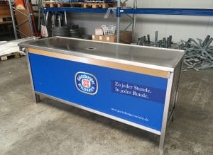 Radbrauerei Gebr. Bucher – Günzburger Weizen – Mietservice, Ausschanktheke