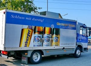 Radbrauerei Gebr. Bucher – Günzburger Weizen – Mietservice, Kühl-LKW